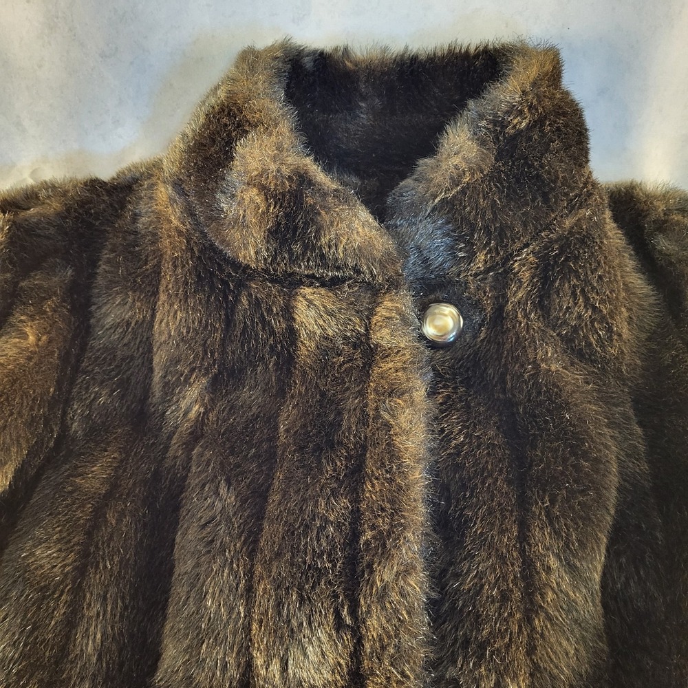 Mariel USA Winter Faux Fur Coat Women's Brown XL Heavy Mid Length Pics Size